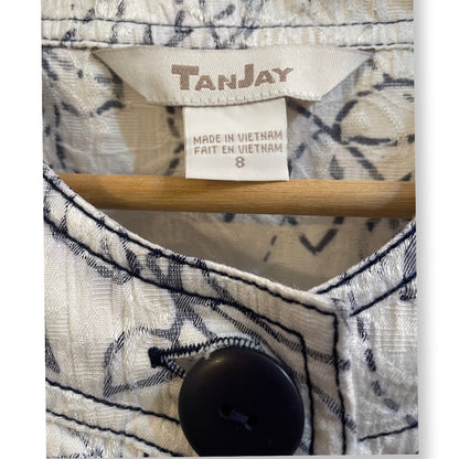 Tanjay Blue and White Design Blazer Jacket Size 8
